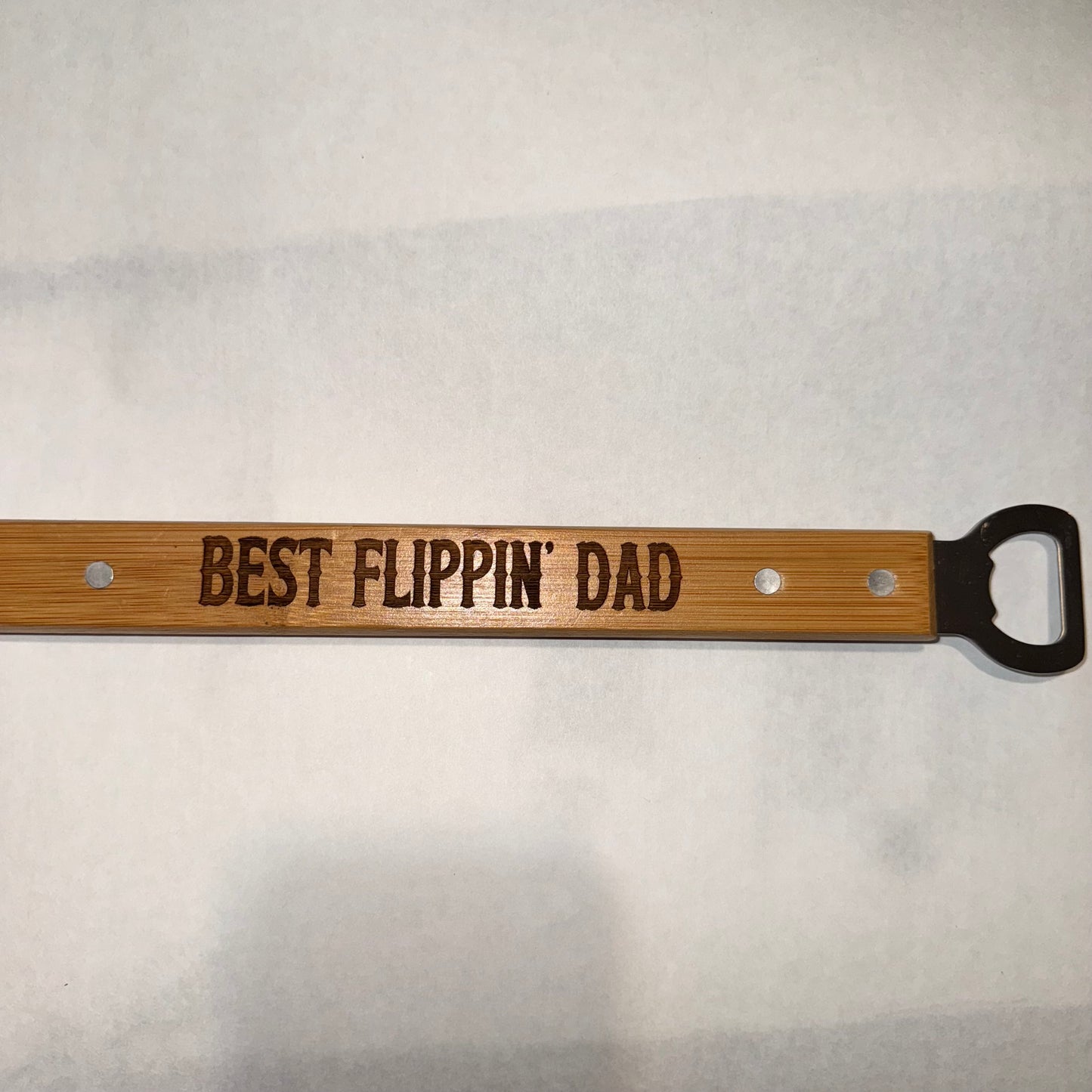 ENGRAVED - 19 1/4" Bamboo Barbeque Spatula with Bottle Opener