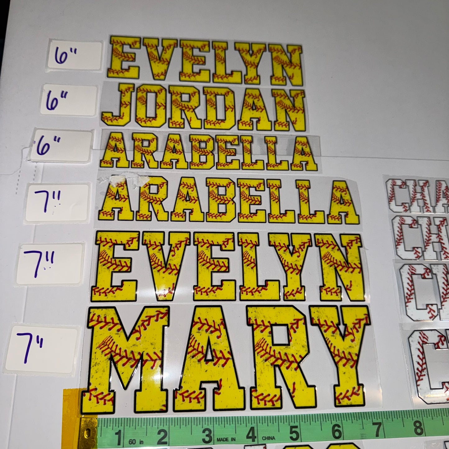 UV DTF Decals for Softball & Baseball | Custom Names & Numbers | Set of 2 | Helmet Decals | Various Sizes