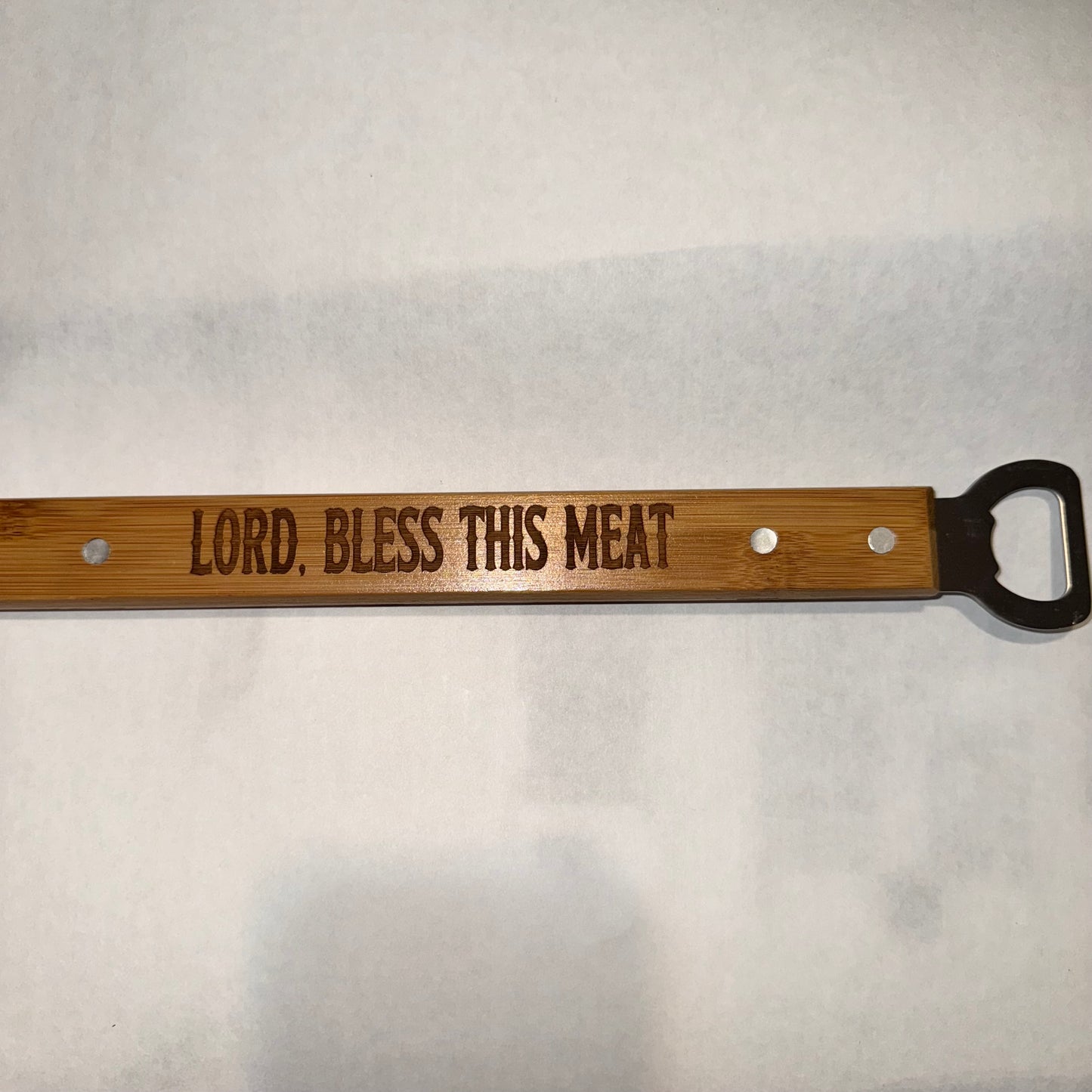 ENGRAVED - 19 1/4" Bamboo Barbeque Spatula with Bottle Opener