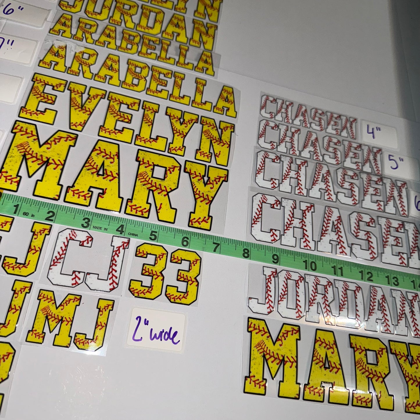 UV DTF Decals for Softball & Baseball | Custom Names & Numbers | Set of 2 | Helmet Decals | Various Sizes