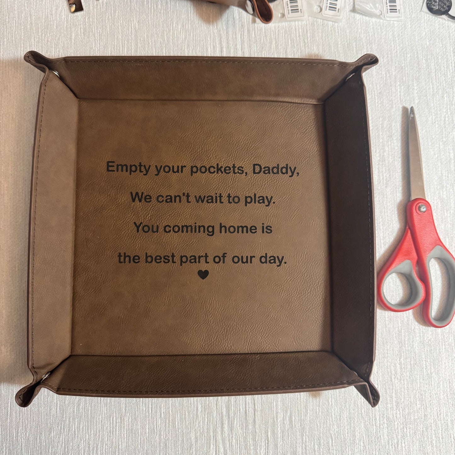Leatherette Snap Up Tray - Empty Your Pockets Daddy