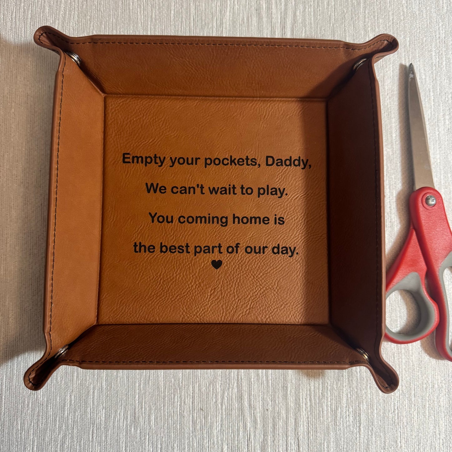 Leatherette Snap Up Tray - Empty Your Pockets Daddy