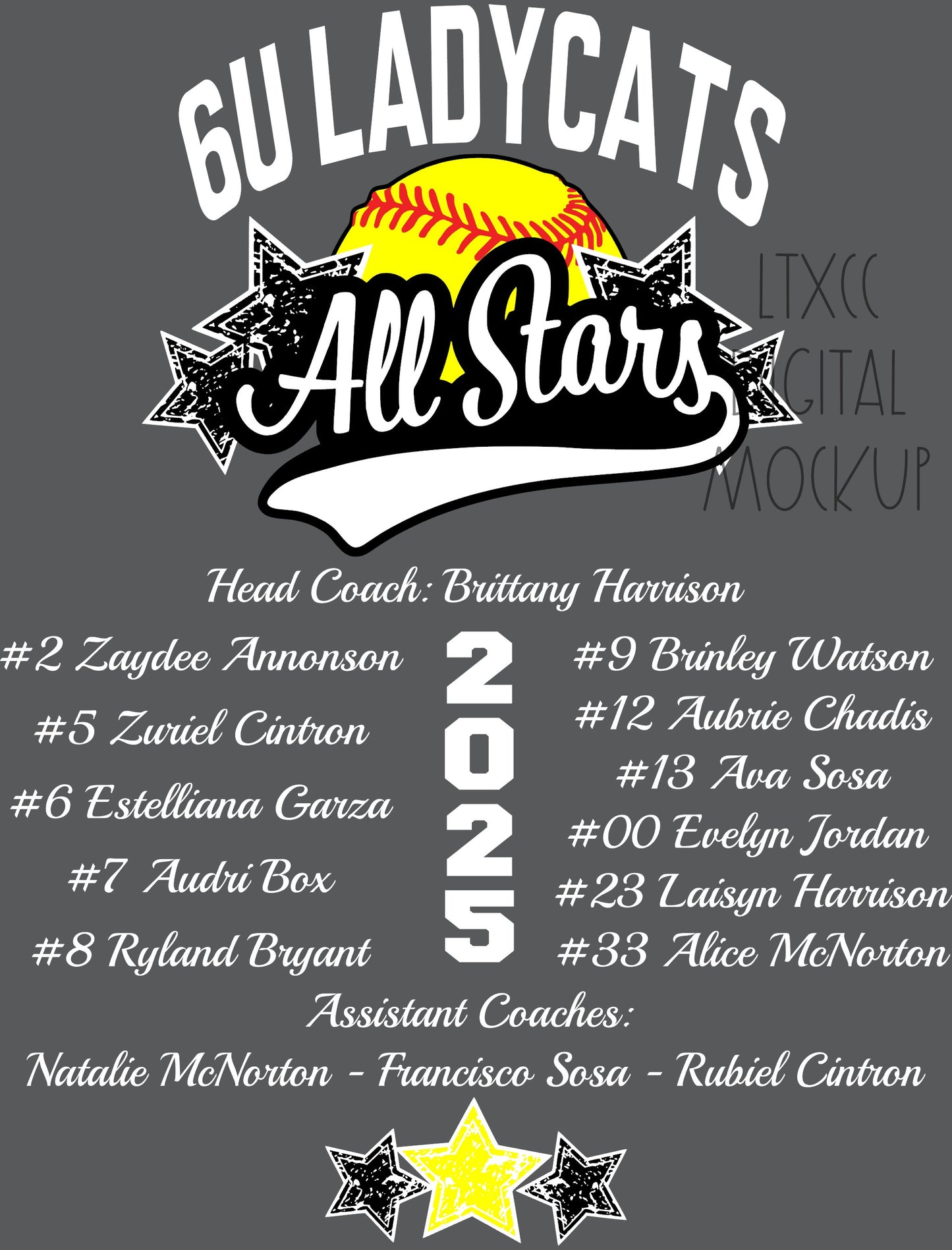 6U Splendora Ladycats Allstars 2025 Roster Shirt