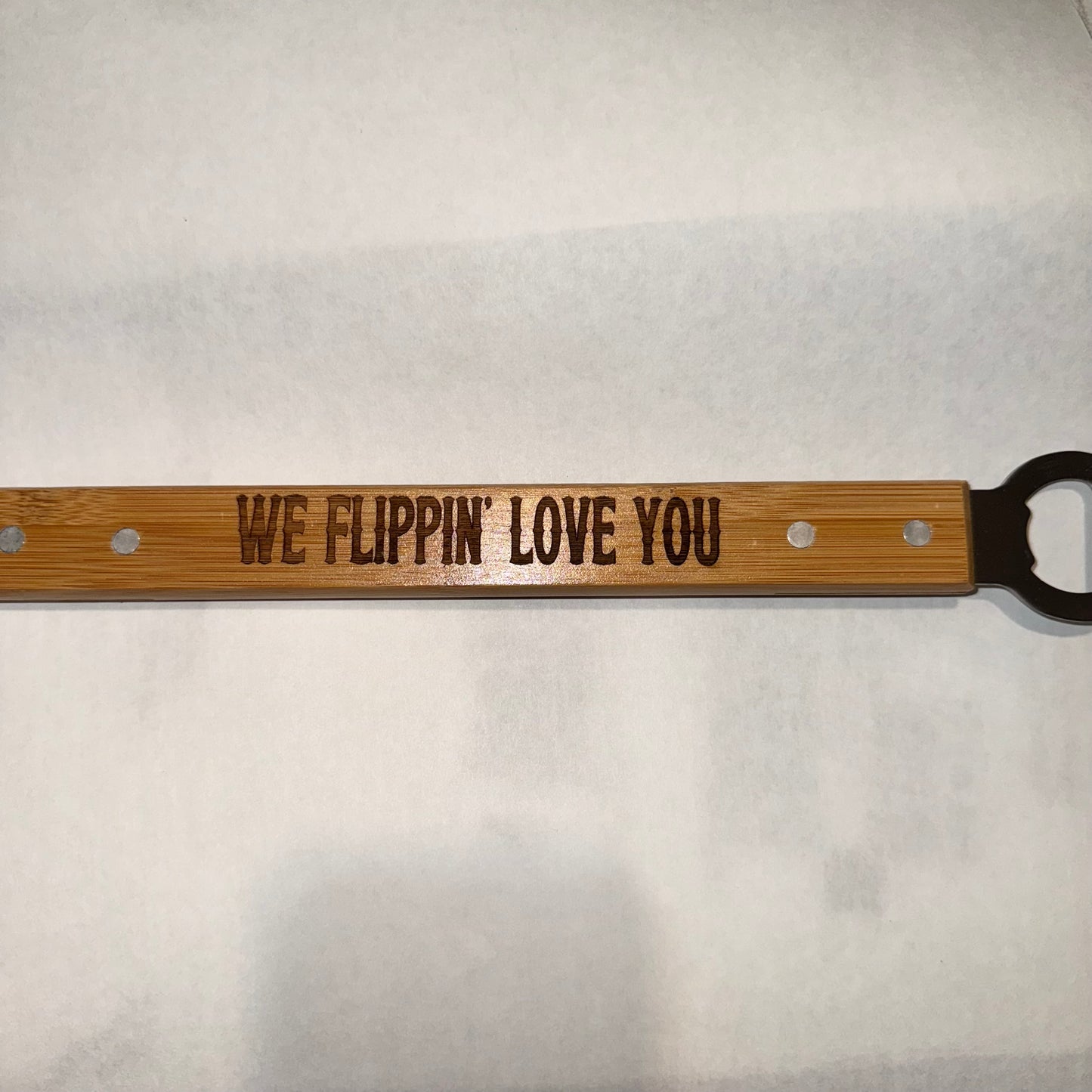 ENGRAVED - 19 1/4" Bamboo Barbeque Spatula with Bottle Opener