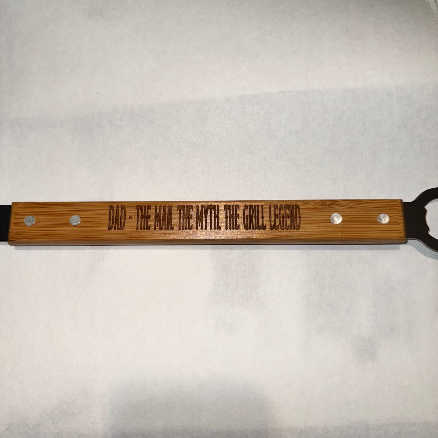 ENGRAVED - 19 1/4" Bamboo Barbeque Spatula with Bottle Opener