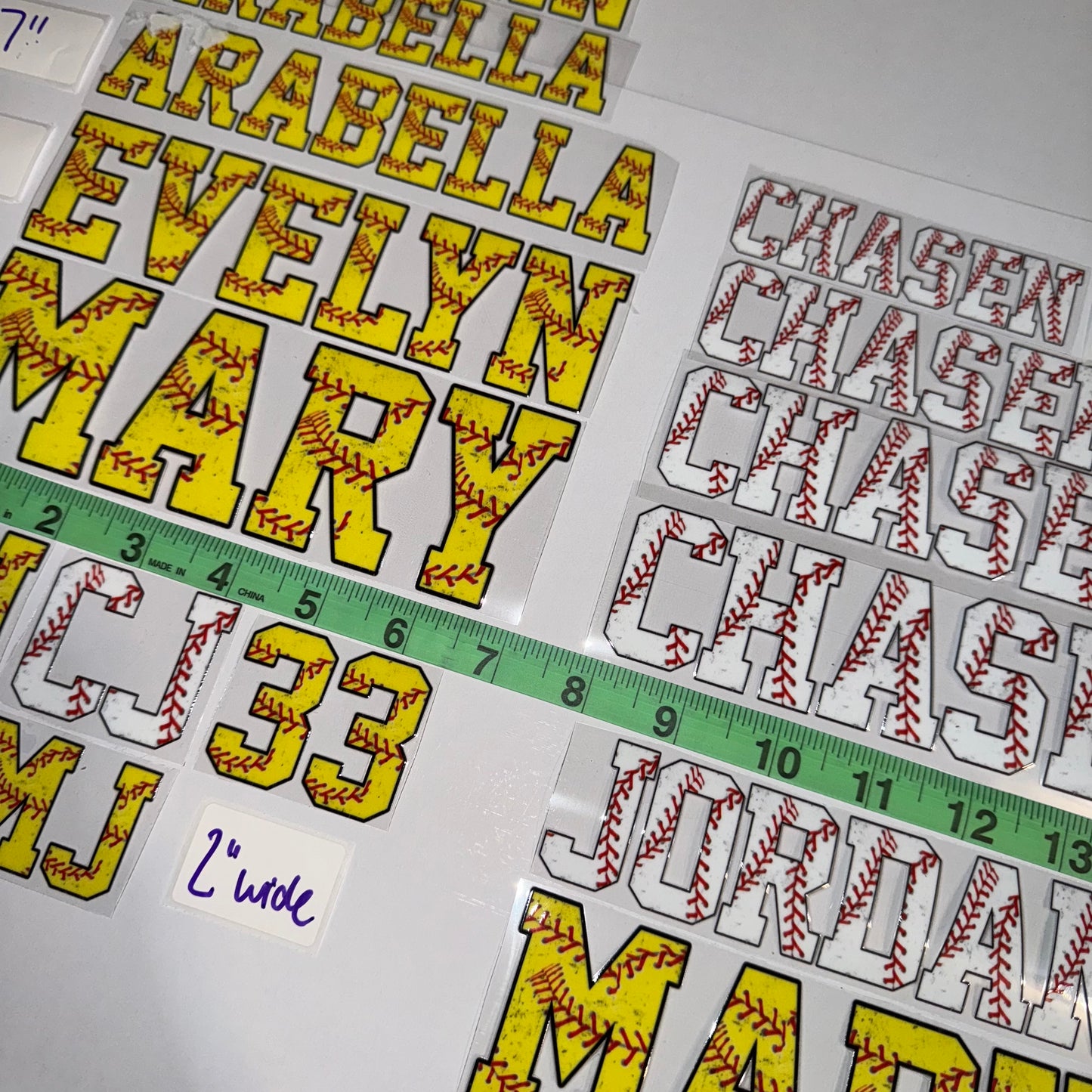 UV DTF Decals for Softball & Baseball | Custom Names & Numbers | Set of 2 | Helmet Decals | Various Sizes