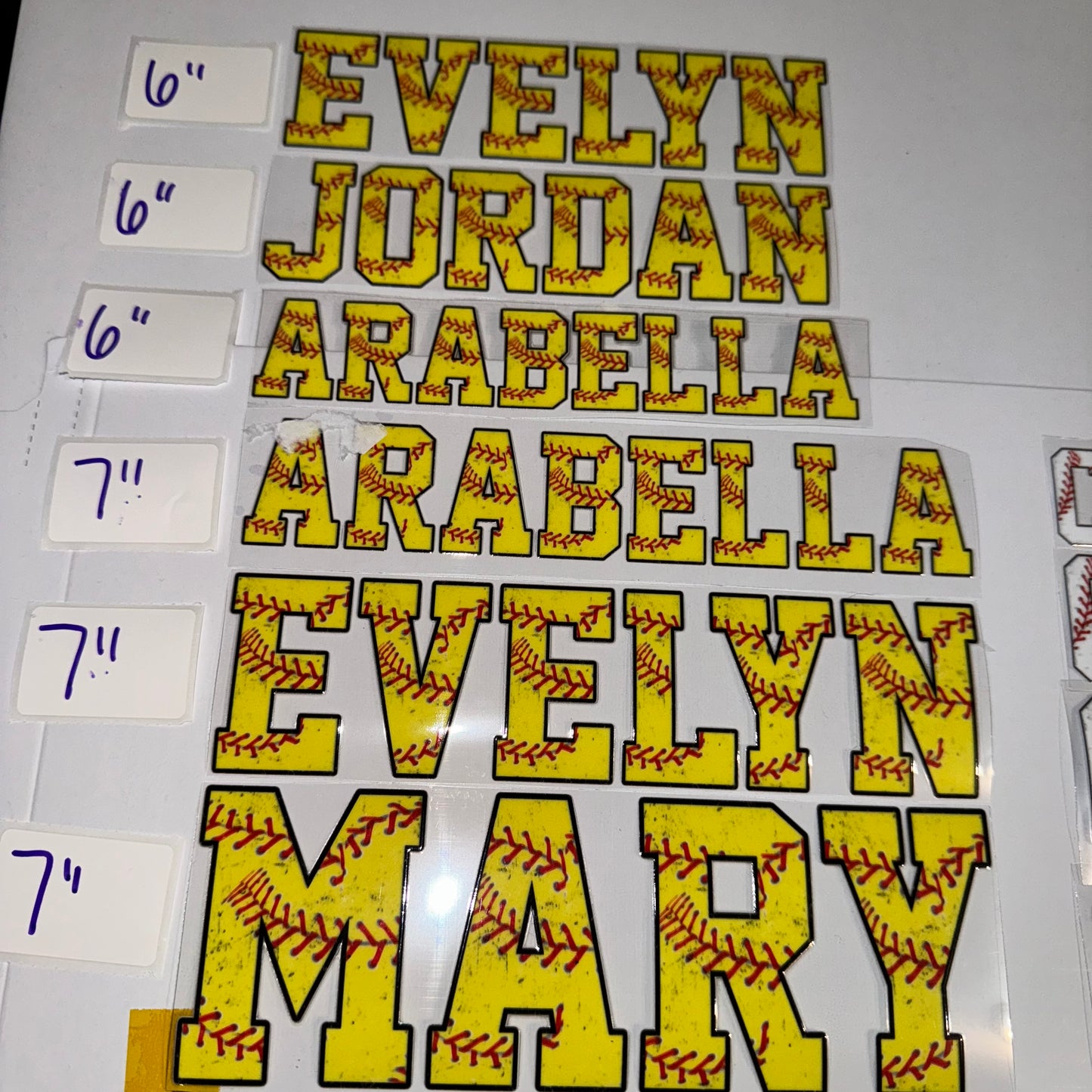 UV DTF Decals for Softball & Baseball | Custom Names & Numbers | Set of 2 | Helmet Decals | Various Sizes