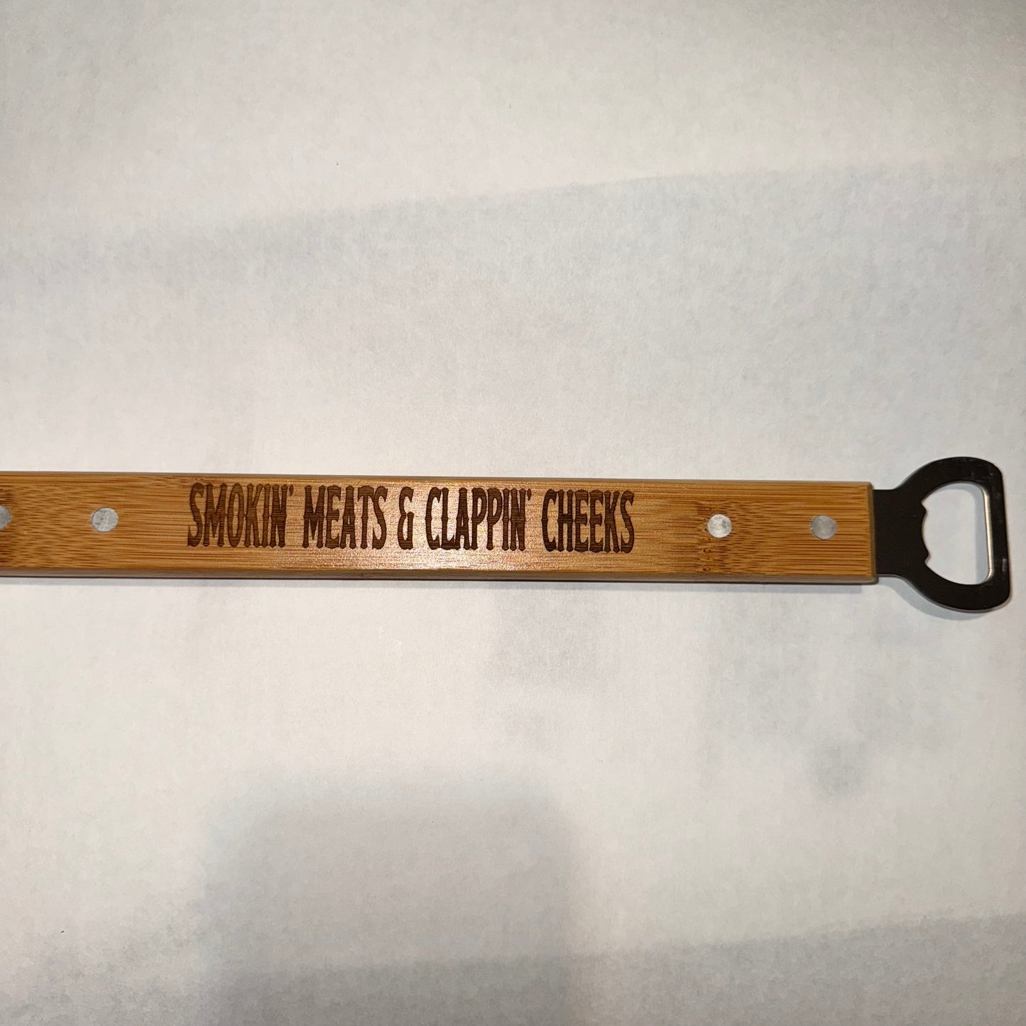ENGRAVED - 19 1/4" Bamboo Barbeque Spatula with Bottle Opener