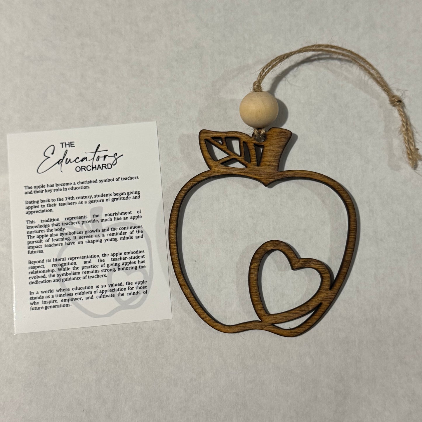 Stained Apple Themed Wooden Teacher Ornament - The Educators Orchard