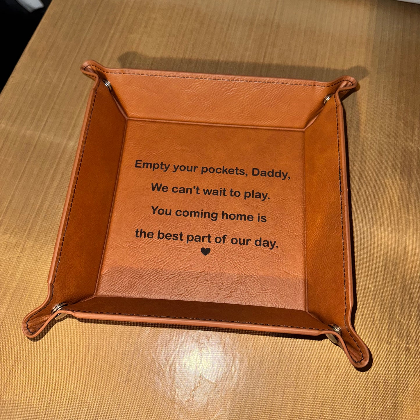 Leatherette Snap Up Tray - Empty Your Pockets Daddy
