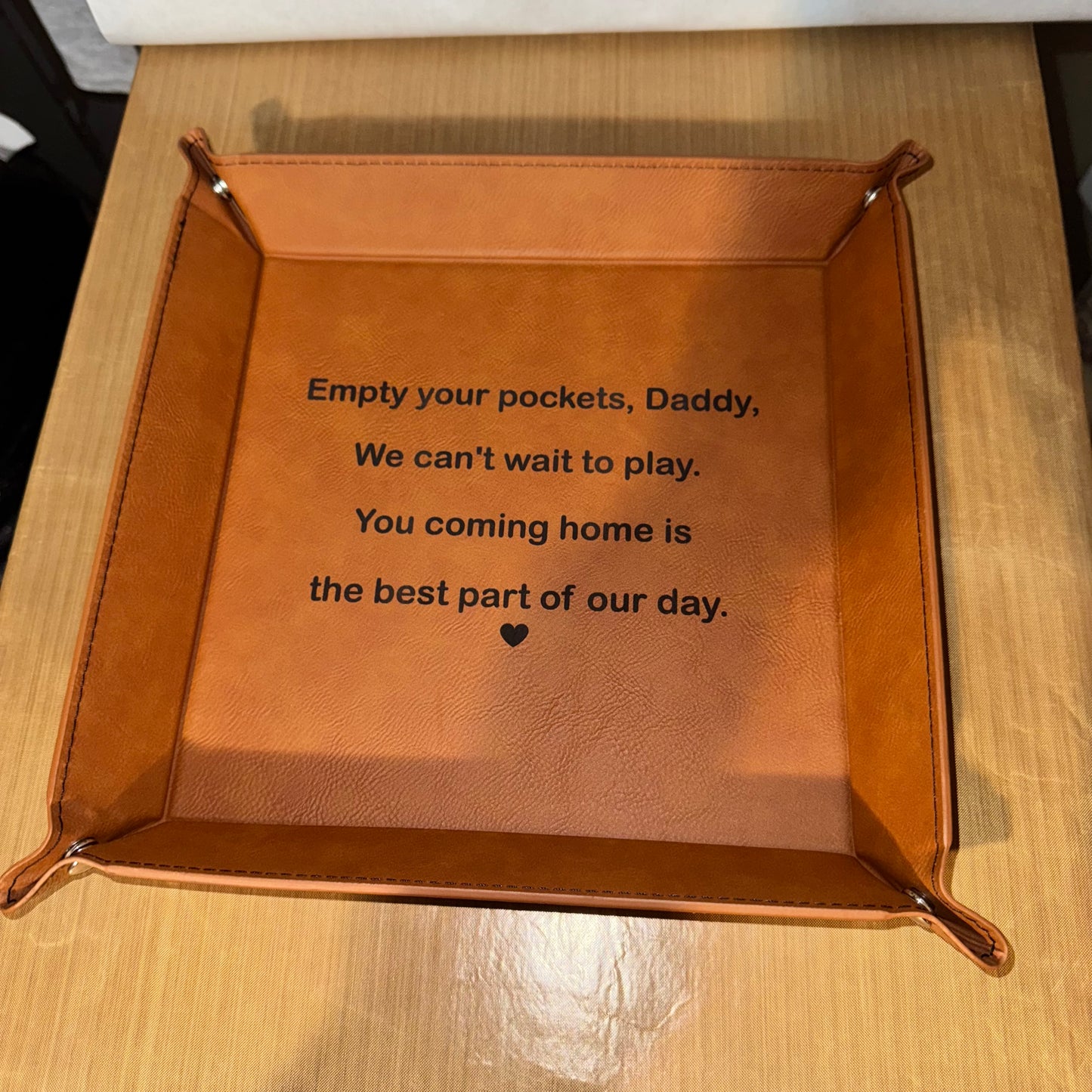 Leatherette Snap Up Tray - Empty Your Pockets Daddy