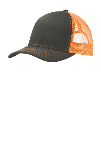 WOLFE PACK HAT -- Port Authority Snapback Trucker Hat *SIMILAR STYLE TO RICHARDSON 112 HATS* with Custom Leatherette Patch