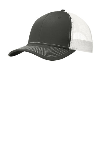 WOLFE PACK HAT -- Port Authority Snapback Trucker Hat *SIMILAR STYLE TO RICHARDSON 112 HATS* with Custom Leatherette Patch
