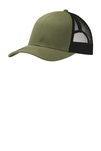 WOLFE PACK HAT -- Port Authority Snapback Trucker Hat *SIMILAR STYLE TO RICHARDSON 112 HATS* with Custom Leatherette Patch