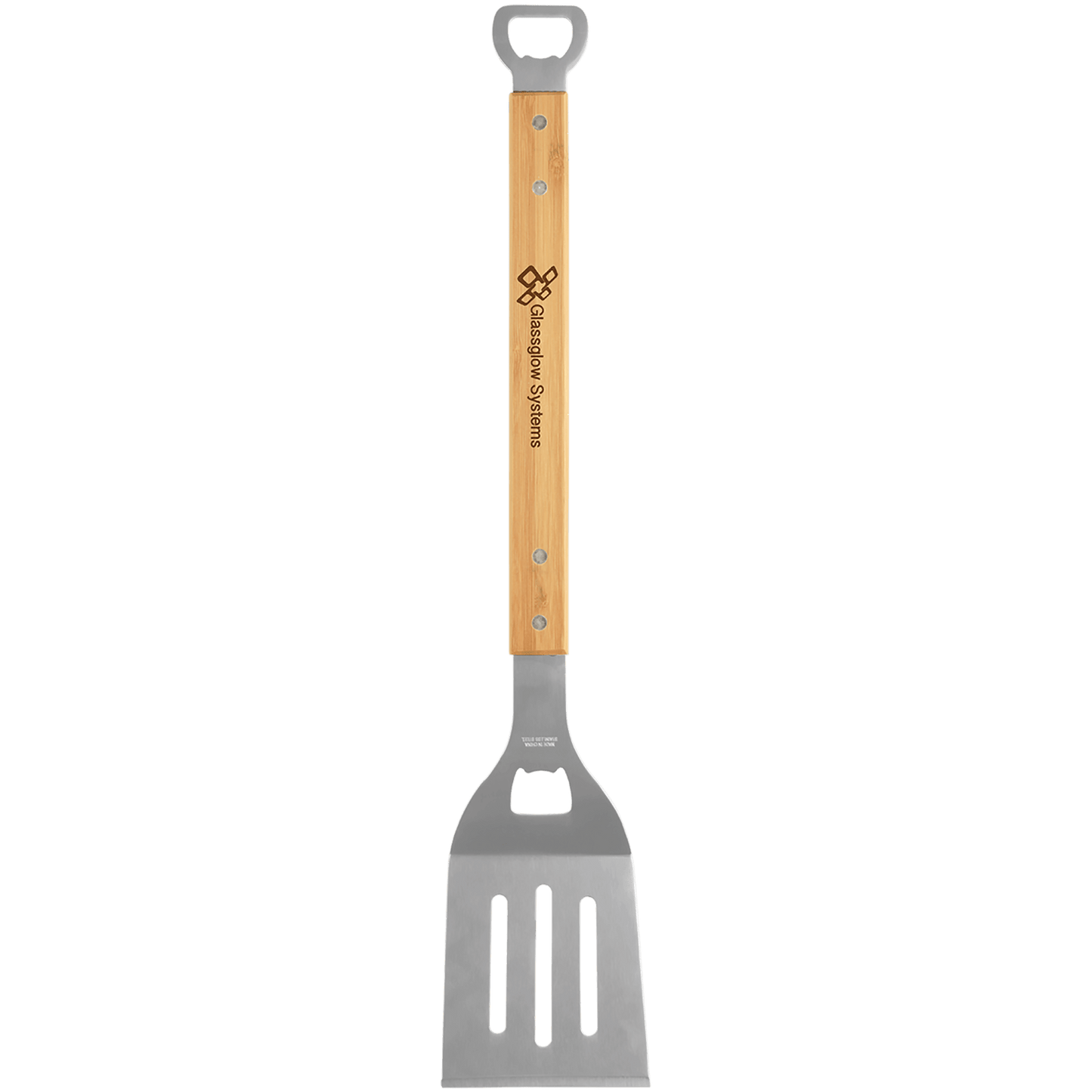ENGRAVED - 19 1/4" Bamboo Barbeque Spatula with Bottle Opener