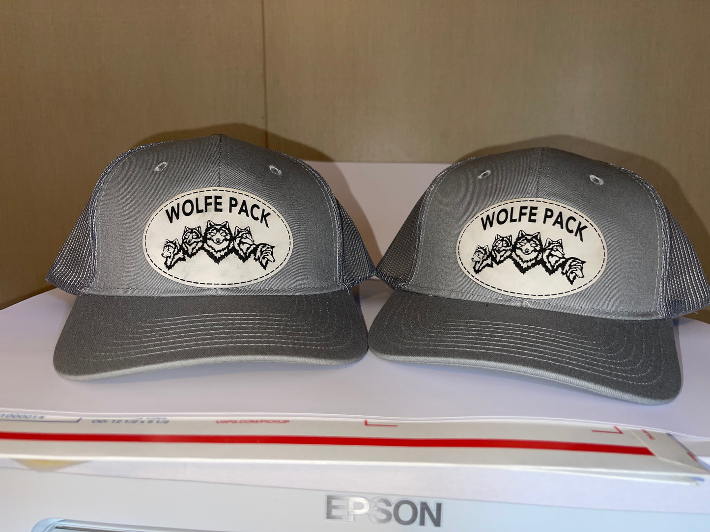 WOLFE PACK HAT -- Port Authority Snapback Trucker Hat *SIMILAR STYLE TO RICHARDSON 112 HATS* with Custom Leatherette Patch