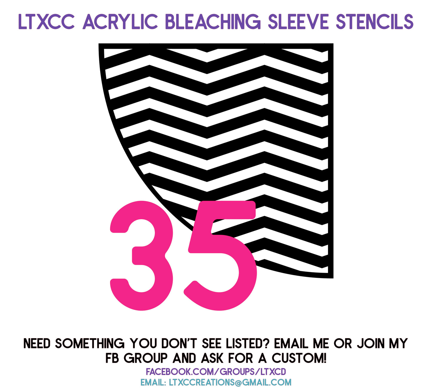 ADULT SIZE Acrylic Bleaching SLEEVE Stencils