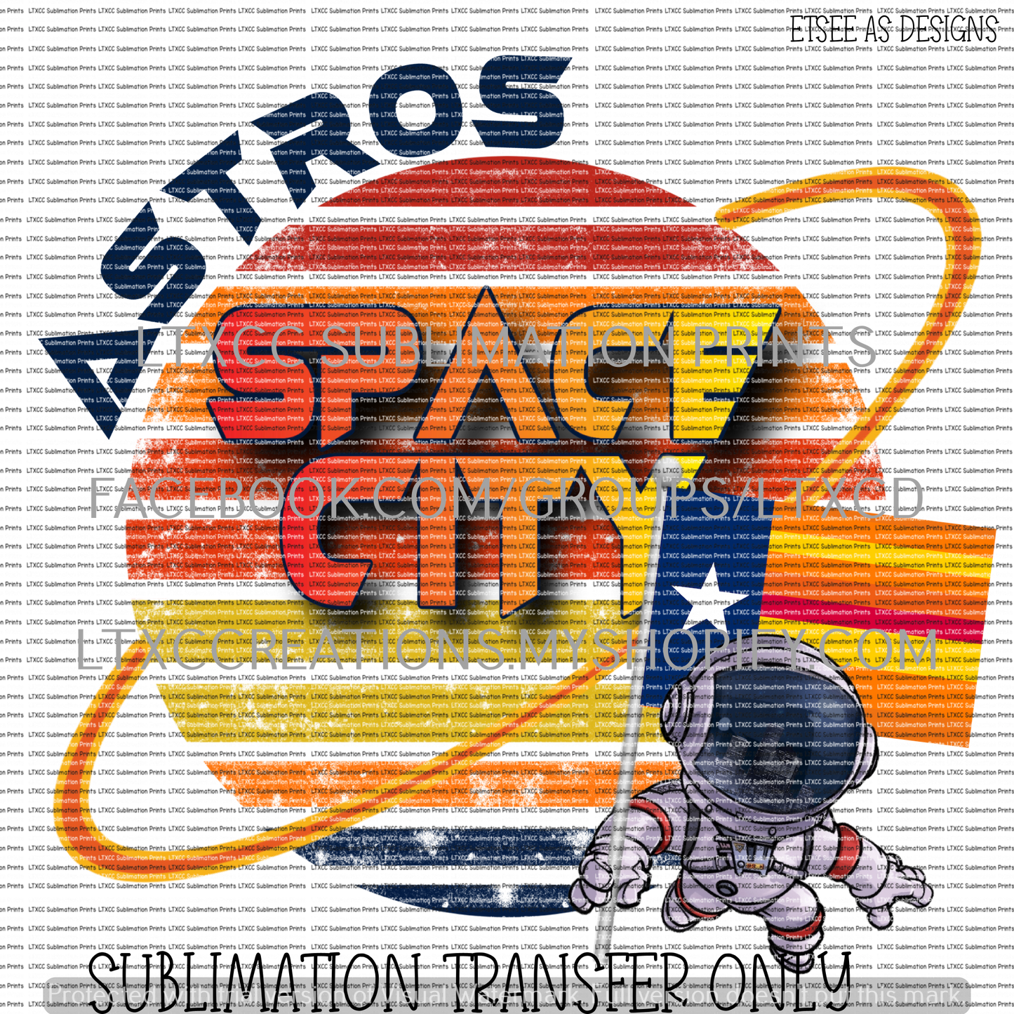 A S T R O S SPACE CITY #1 - SUBLIMATION PRINT TRANSFER