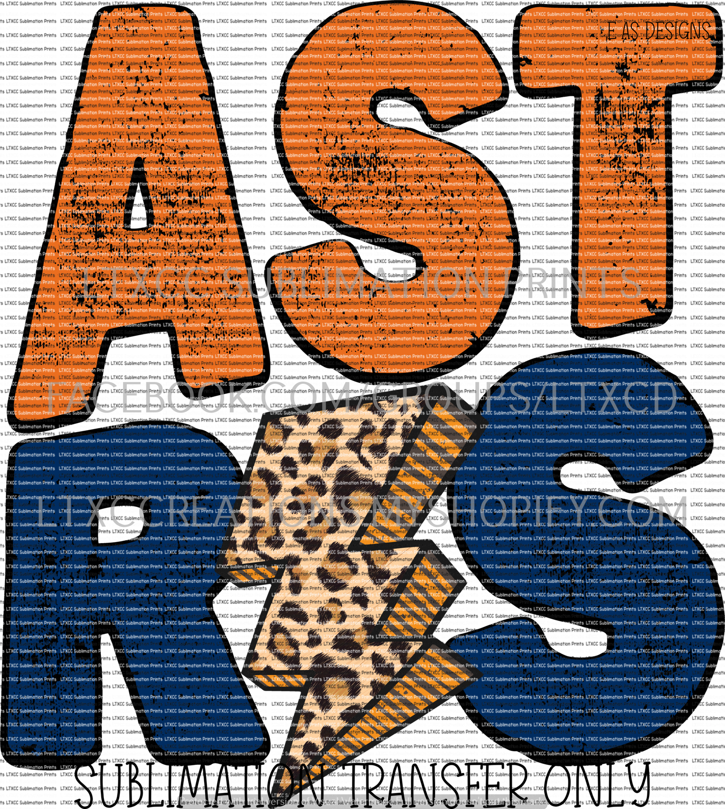 A S T R O S DISTRESSED LEOPARD ORANGE/NAVY - SUBLIMATION PRINT TRANSFER