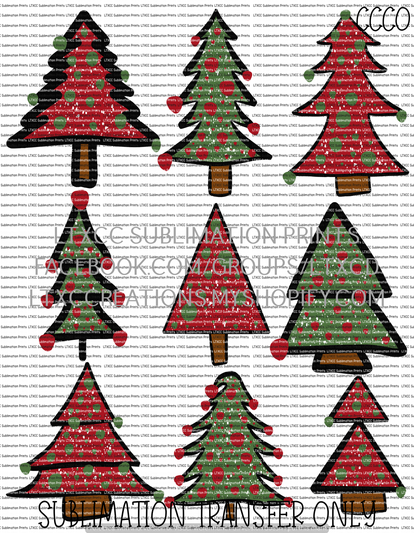 Christmas Trees - SUBLIMATION PRINT TRANSFER