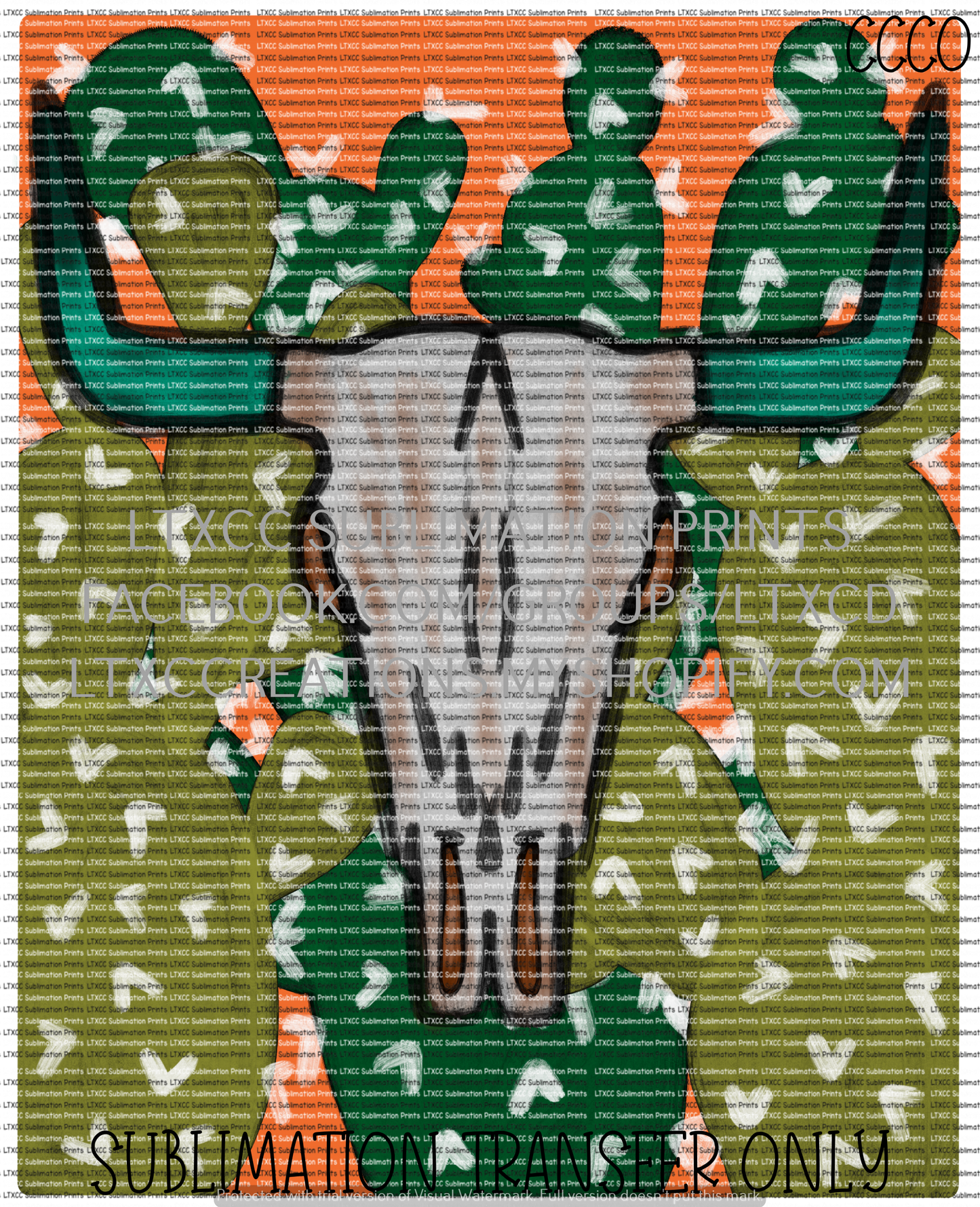 Cow Skull Cactus - SUBLIMATION PRINT TRANSFER