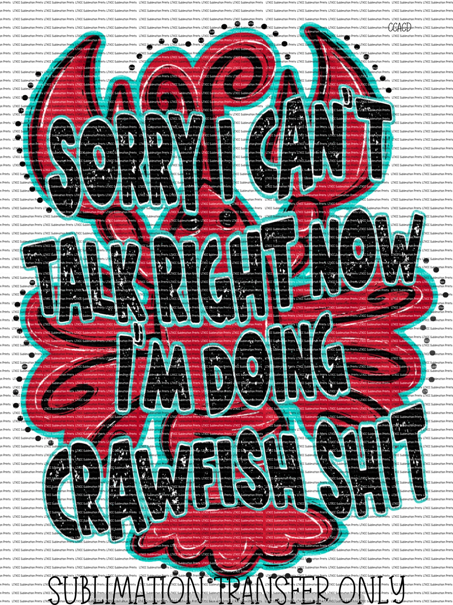 SORRY I CAN'T TALK RIGHT NOW I'M DOING CRAWFISH SHIT - SUBLIMATION PRINT TRANSFER