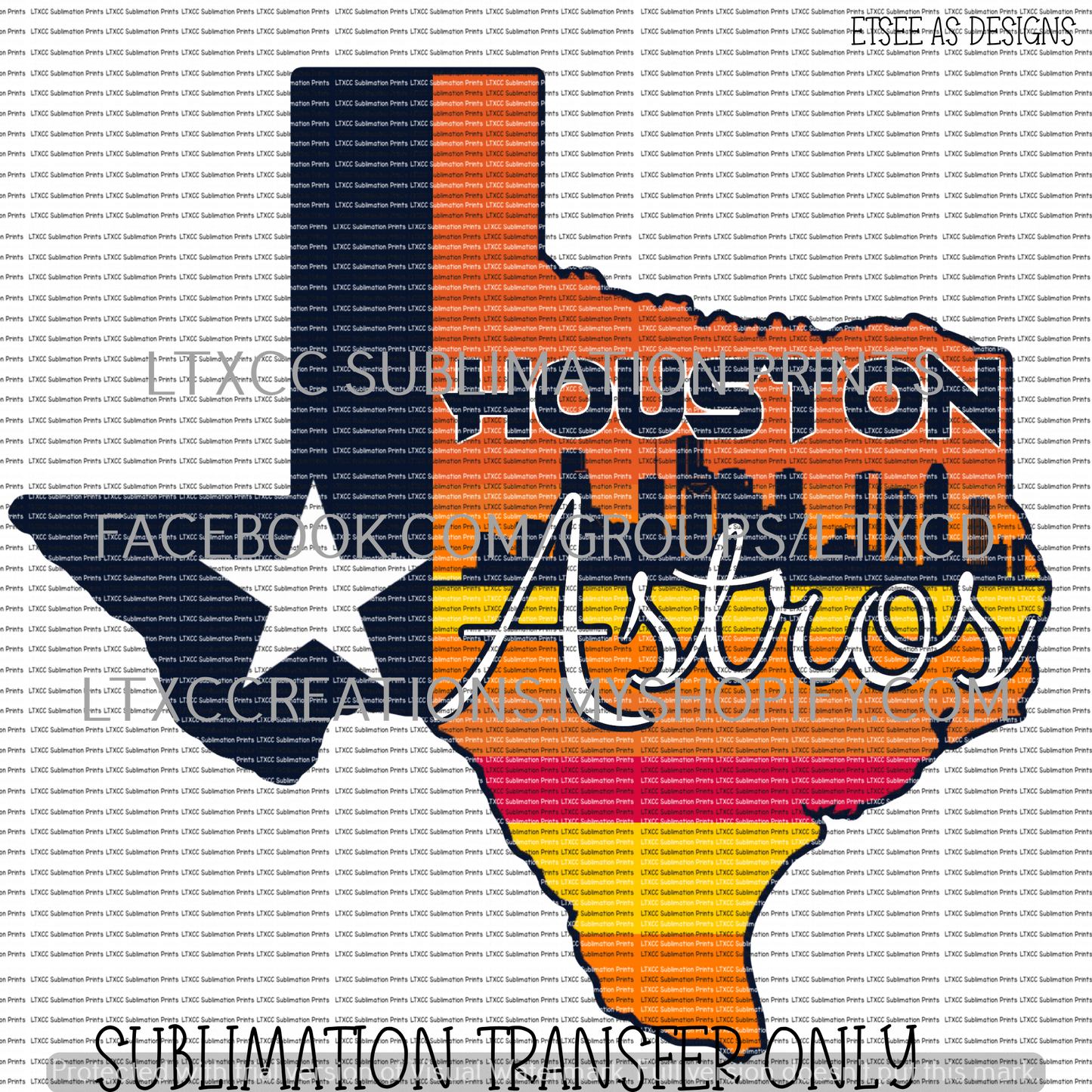 HOUSTON TEXAS A S T R O S - SUBLIMATION PRINT TRANSFER