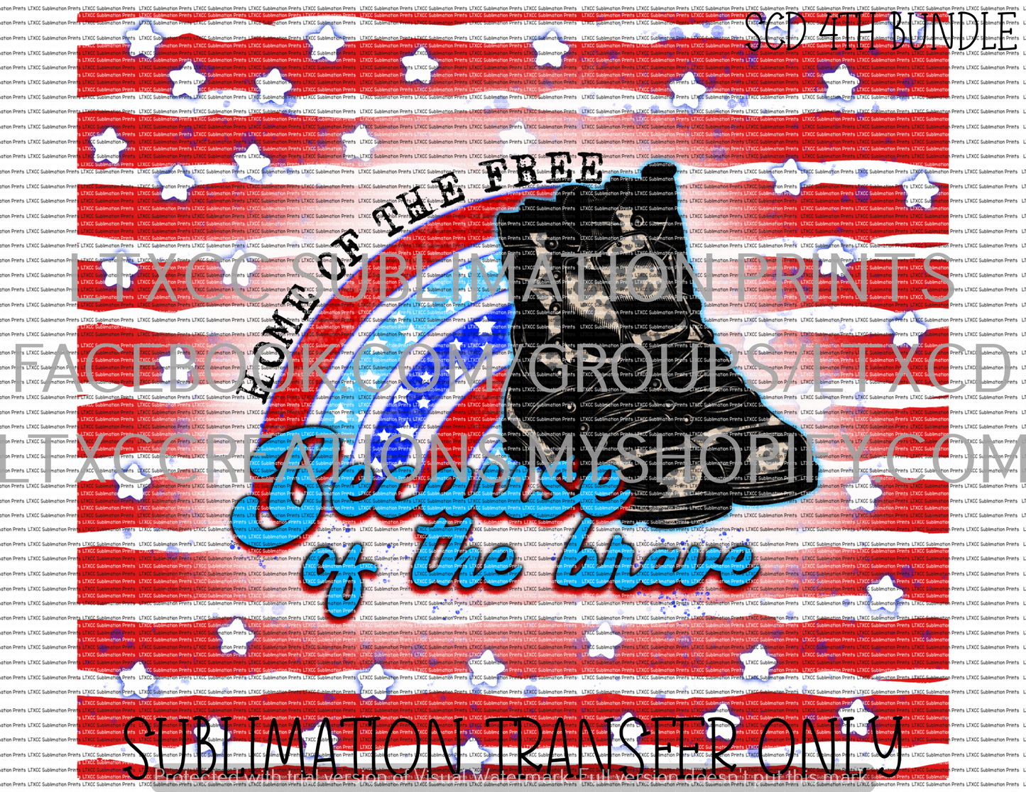 HOME OF THE FREE BECAUSE OF THE BRAVE - TUMBLER PRINT SUBLIMATION PRINT TRANSFER