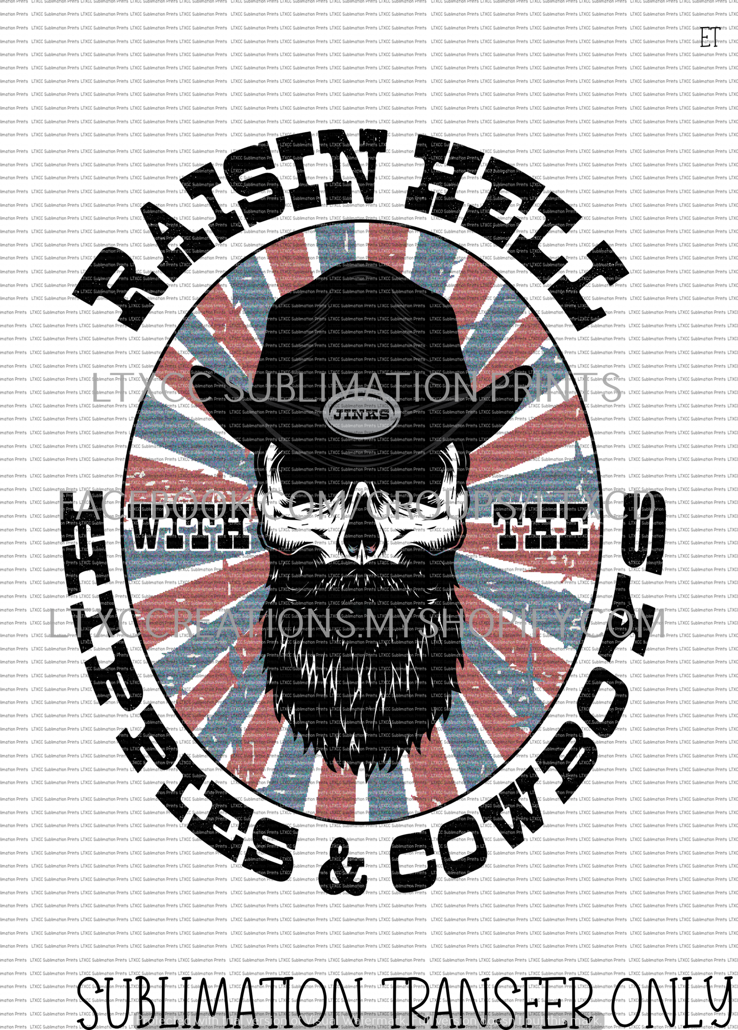 LONG VERSION - RAISIN' HELL WITH THE HIPPIES AND THE COWBOYS CODY JINKS - SUBLIMATION PRINT TRANSFER