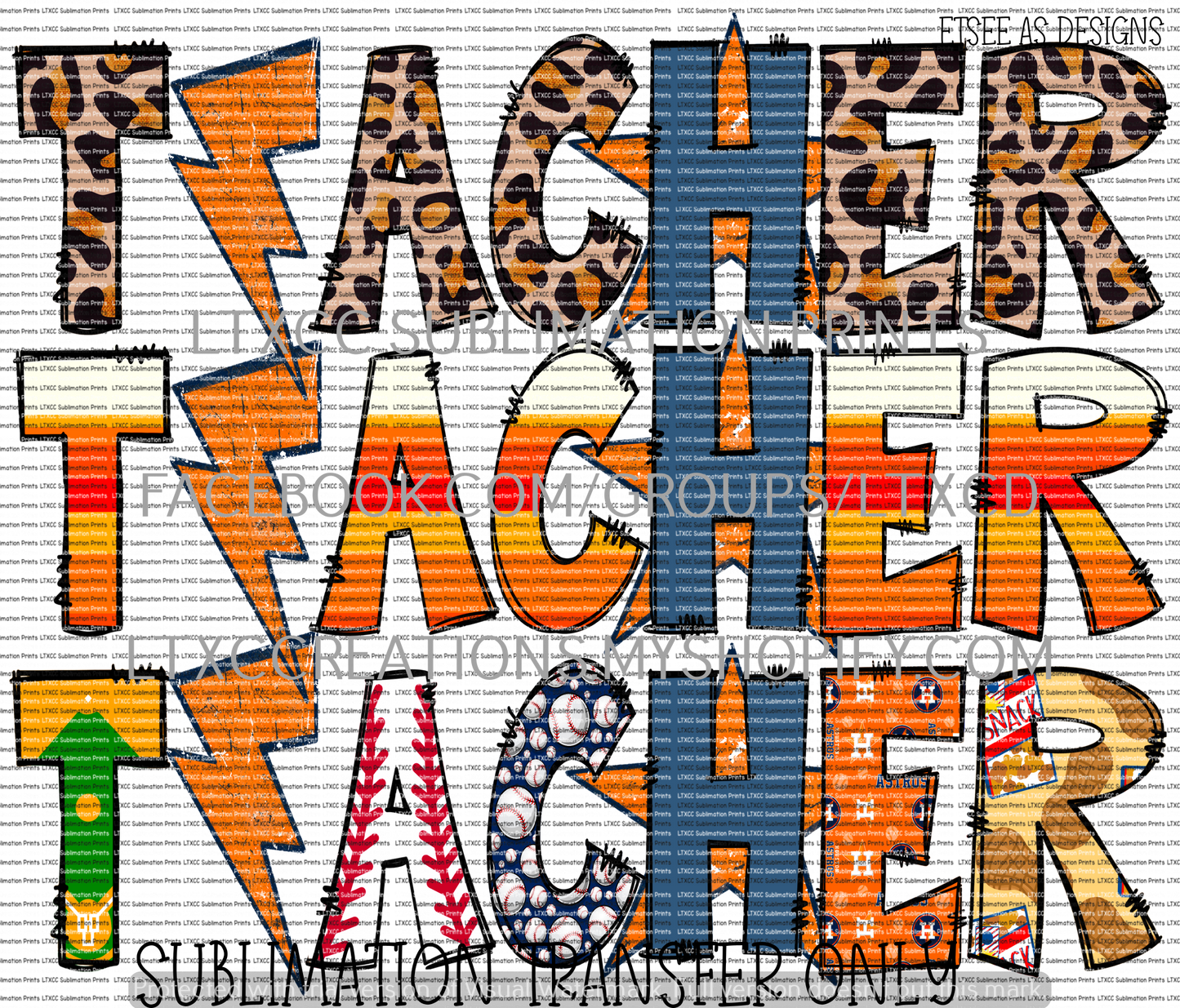 TEACHER A S T R O S - SUBLIMATION PRINT TRANSFER