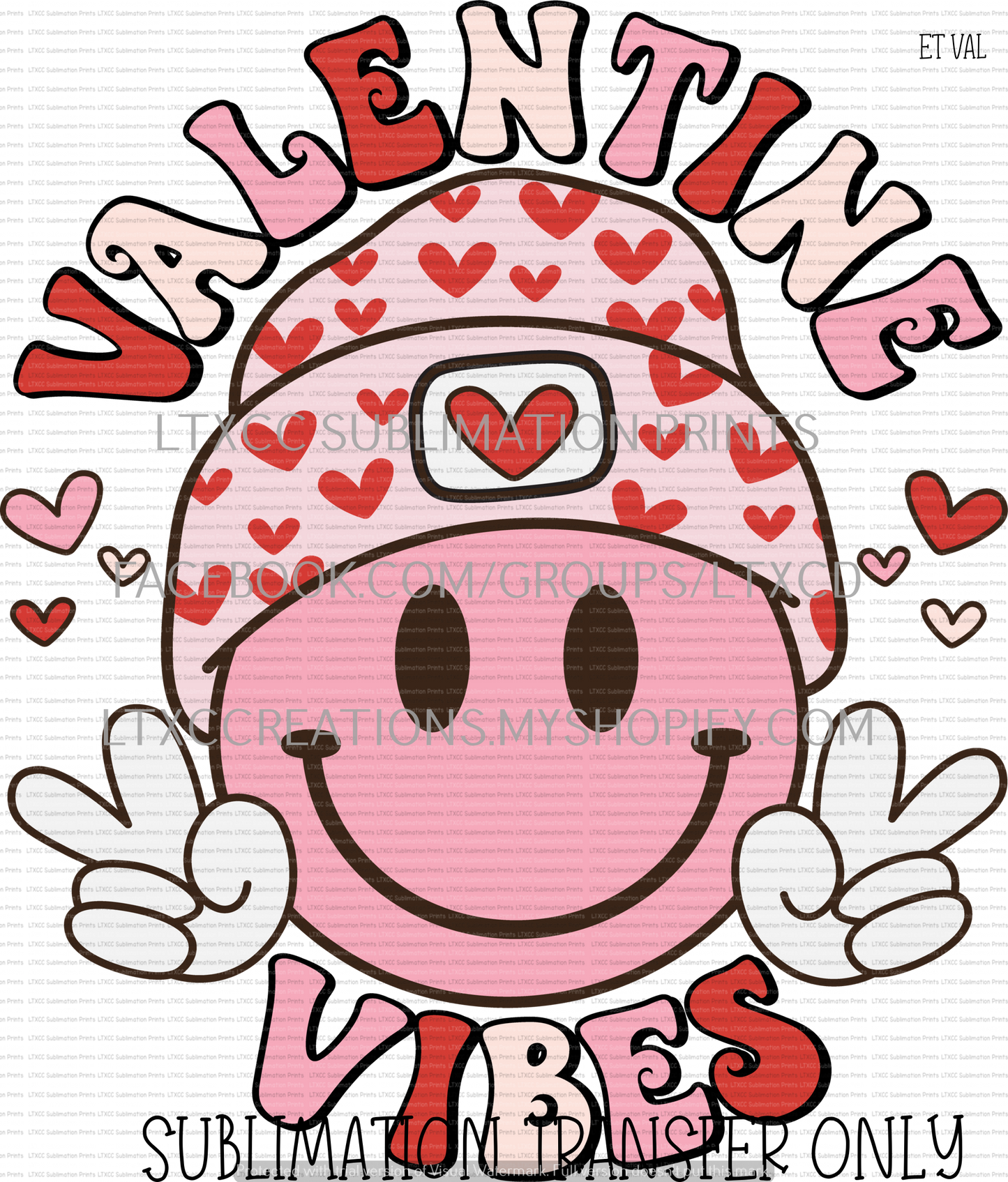 PINK VALENTINE VIBES - VALENTINE - SUBLIMATION PRINT TRANSFER