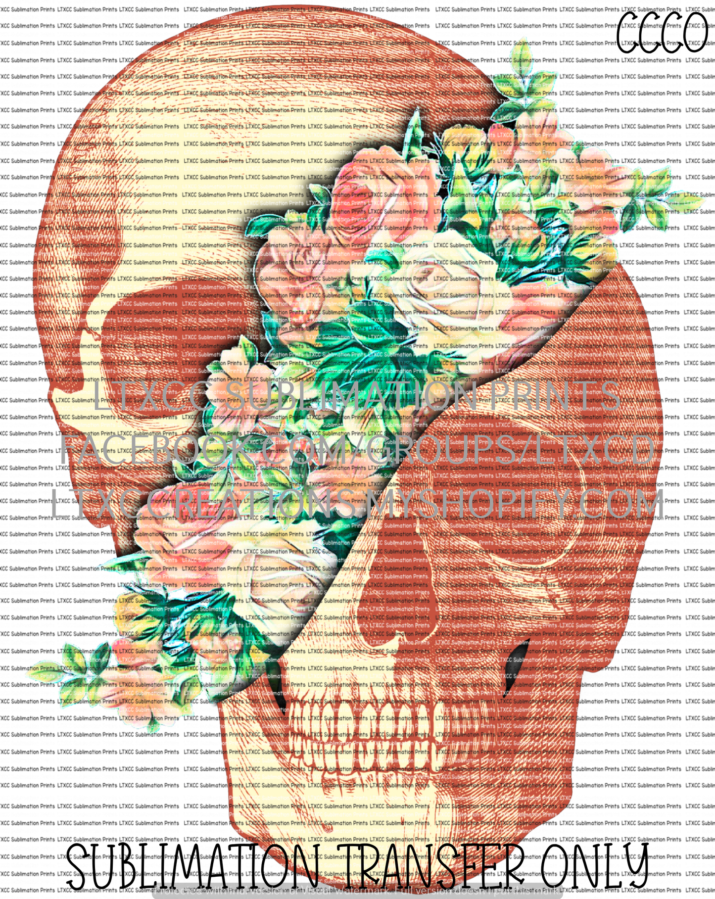 Floral Skull - SUBLIMATION PRINT TRANSFER