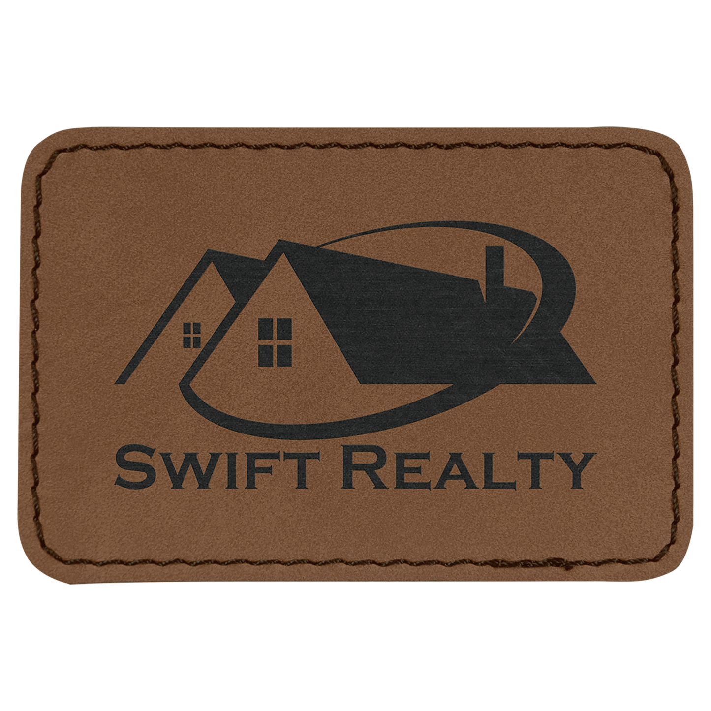3”x2” Laser Engraved Leatherette Name Patches w/ Heat Activated Adhesive Backing