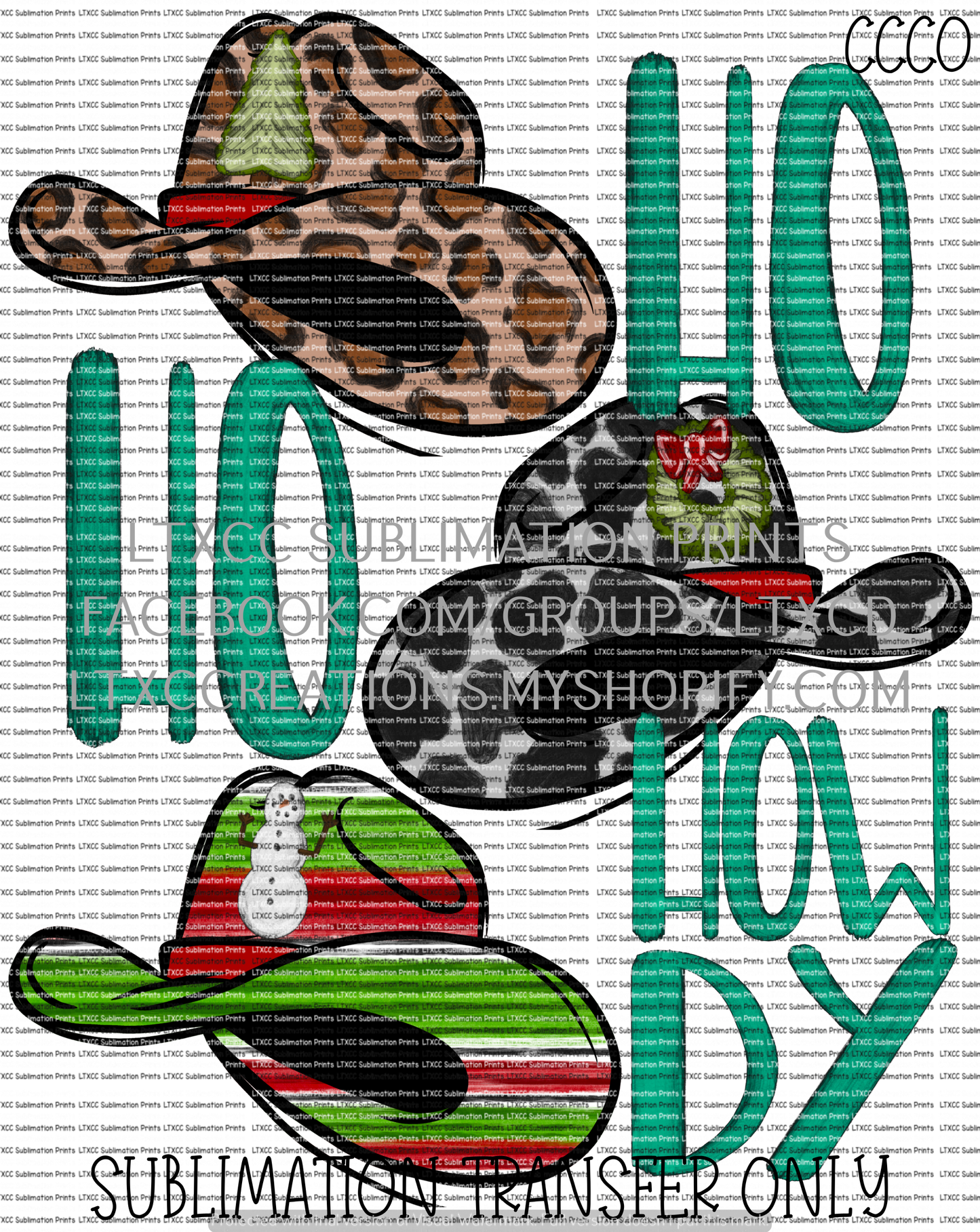 HoHoHowdy Hats - SUBLIMATION PRINT TRANSFER