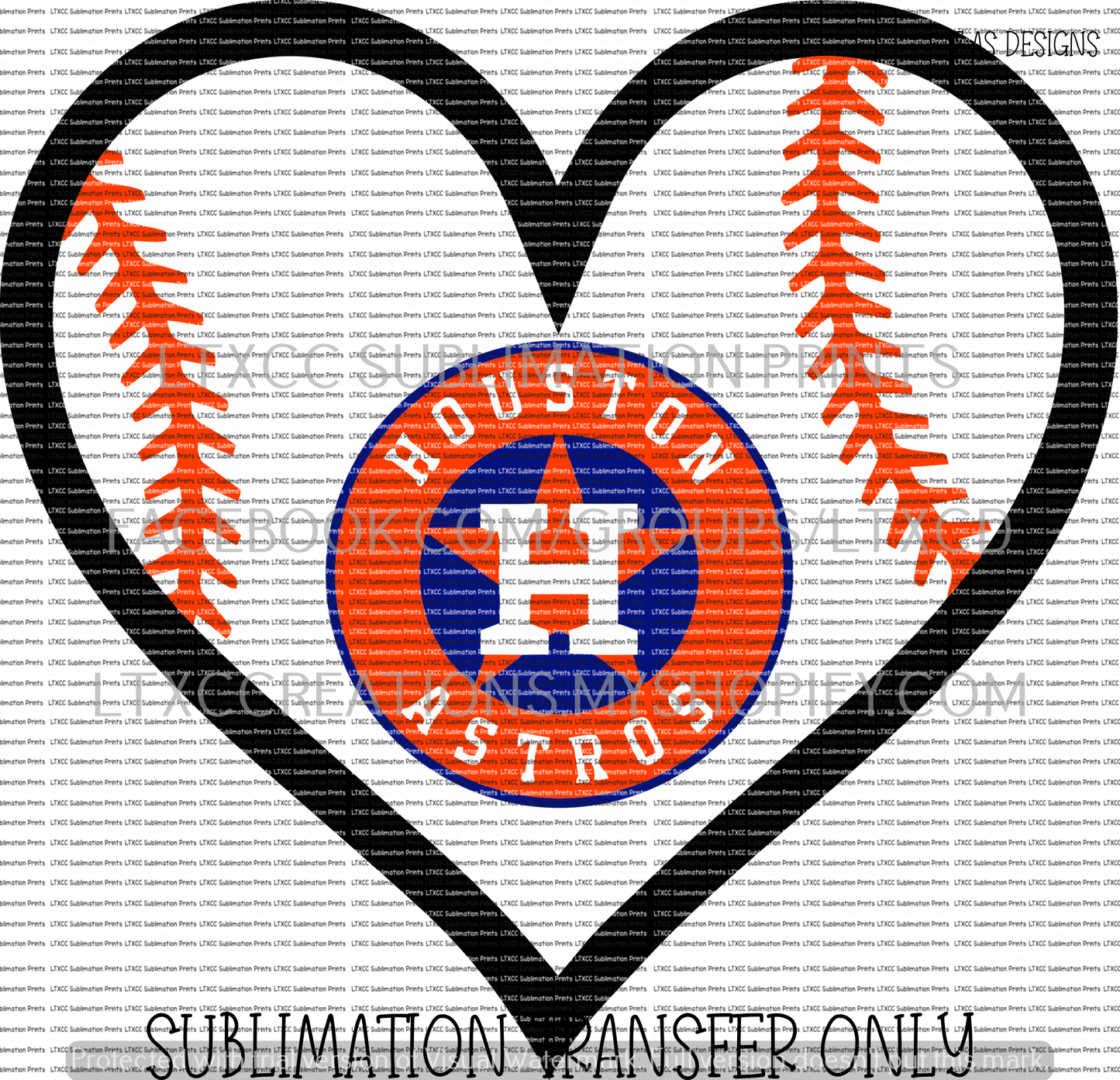 HOUSTON A S T R O S HEART - SUBLIMATION PRINT TRANSFER
