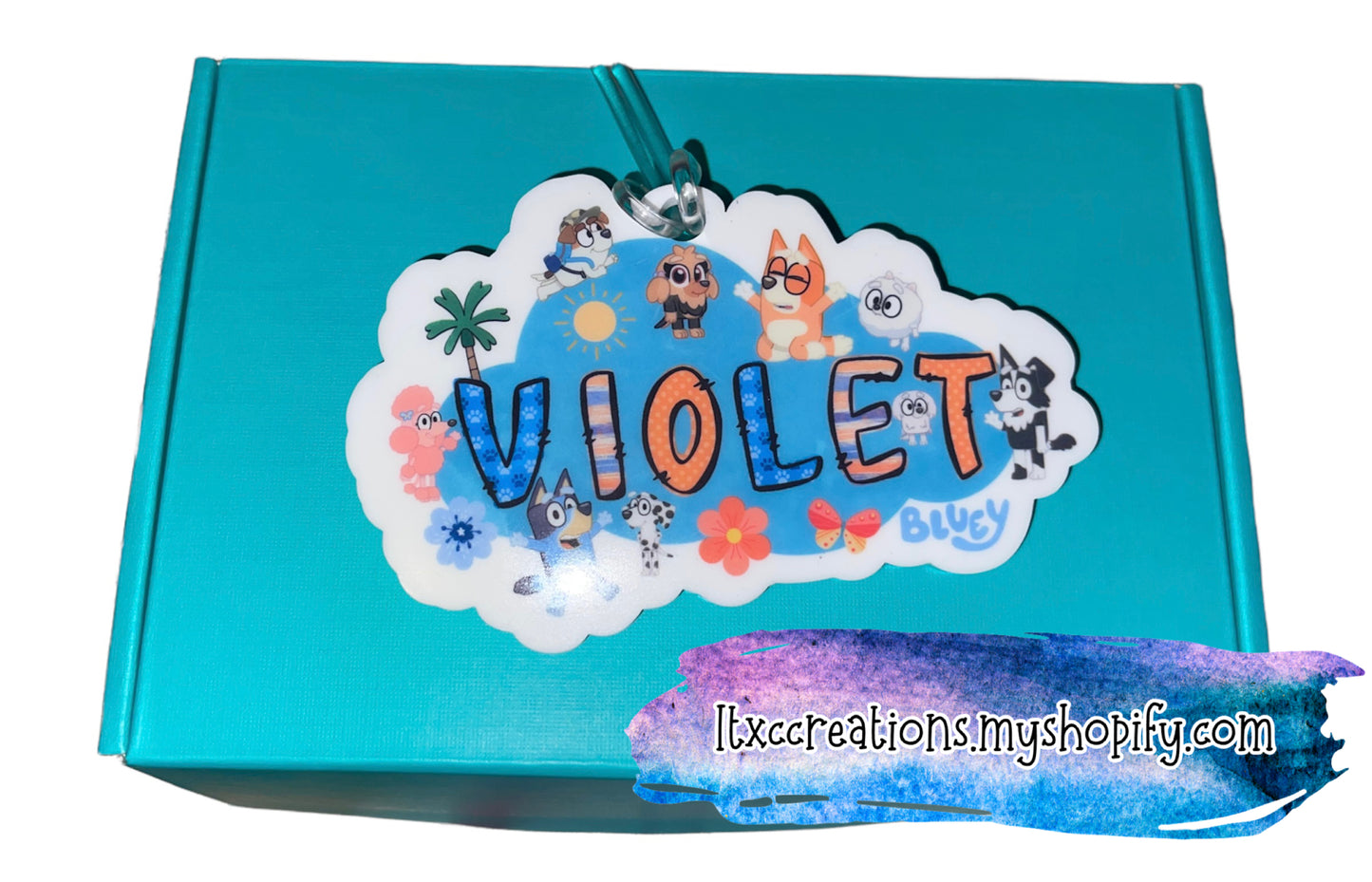 CUSTOM B L U E Y Shirt and Keychain/Diaper Bag Tag Combo