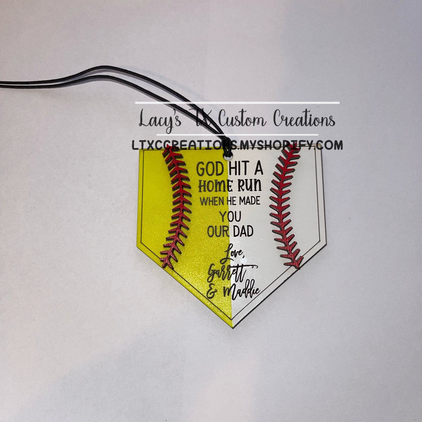 SOFTBALL/BASEBALL - REAR VIEW MIRROR CHARM - God Hit a Homerun When He Made You Our/My Dad