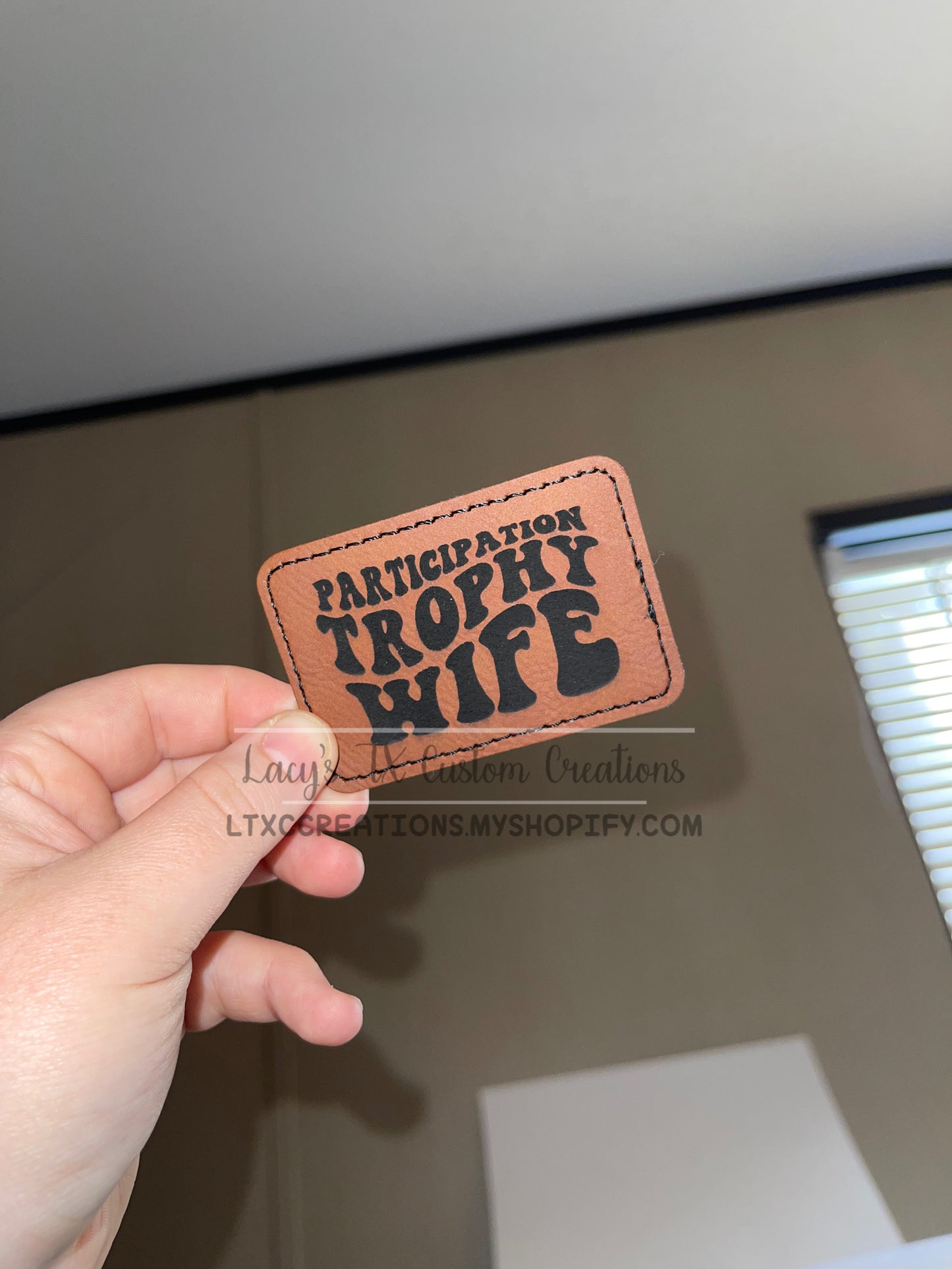 3”x2” Laser Engraved Leatherette Name Patches w/ Heat Activated Adhesive Backing