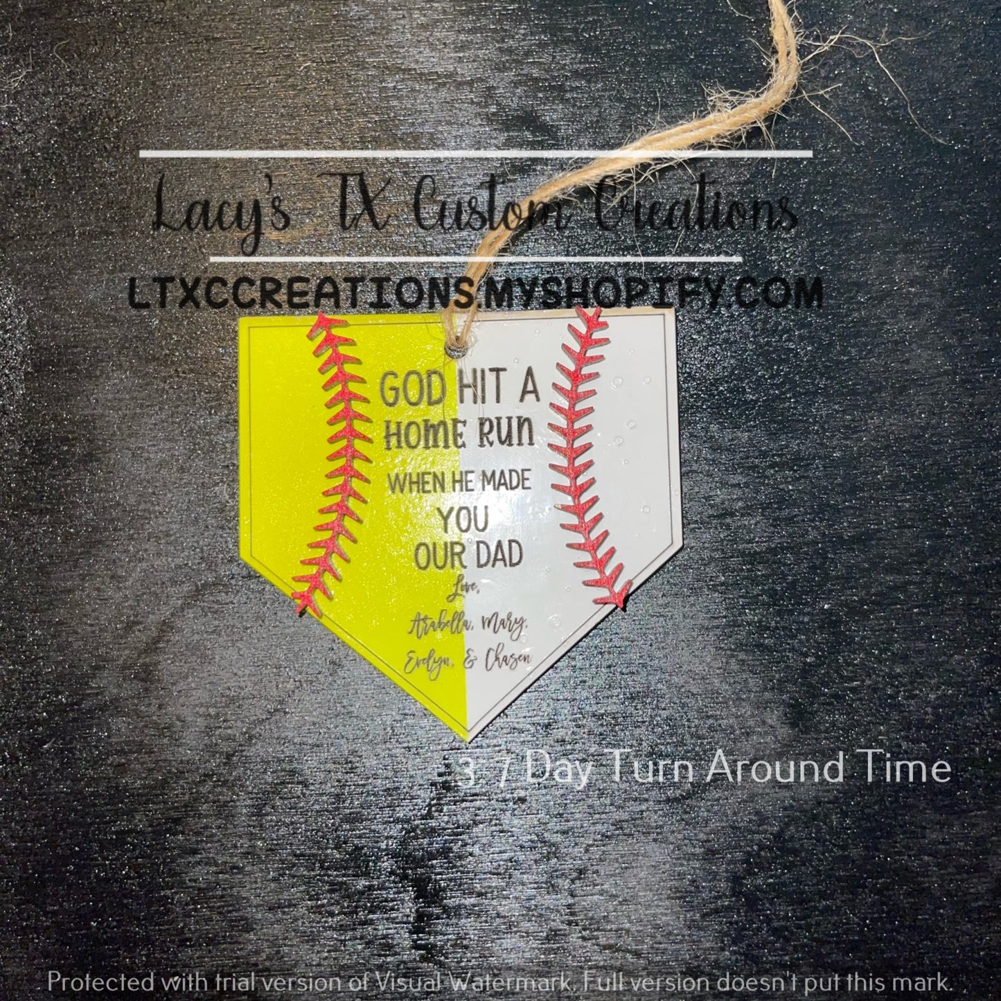 SOFTBALL/BASEBALL - REAR VIEW MIRROR CHARM - God Hit a Homerun When He Made You Our/My Dad