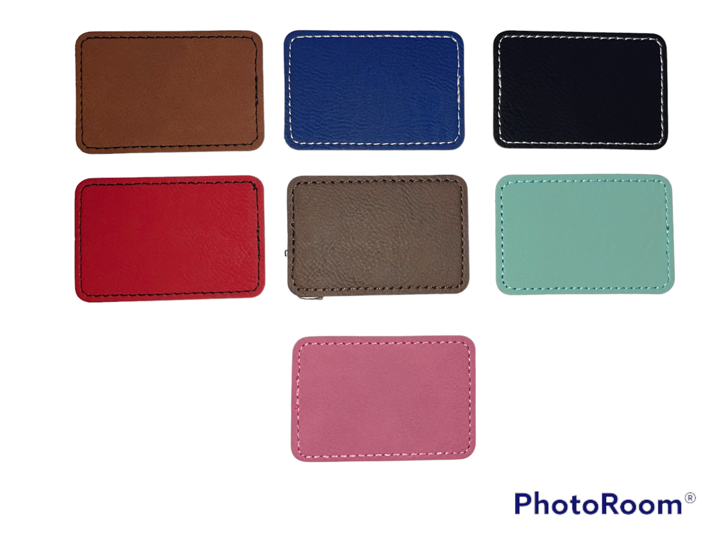 3”x2” Laser Engraved Leatherette Name Patches w/ Heat Activated Adhesive Backing