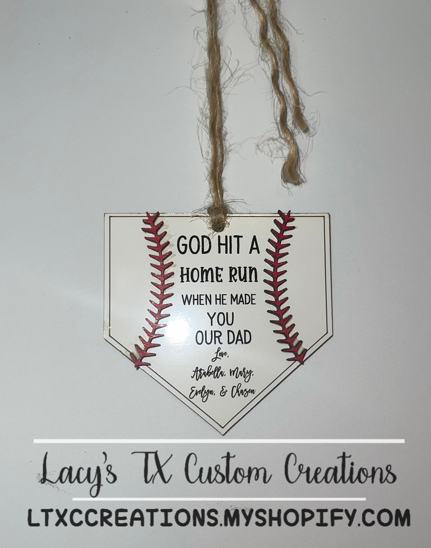 BASEBALL - REAR VIEW MIRROR CHARM - God Hit a Homerun When He Made You Our/My Dad
