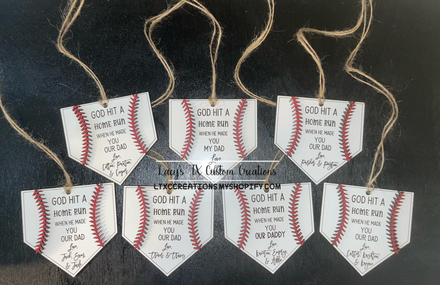 BASEBALL - REAR VIEW MIRROR CHARM - God Hit a Homerun When He Made You Our/My Dad