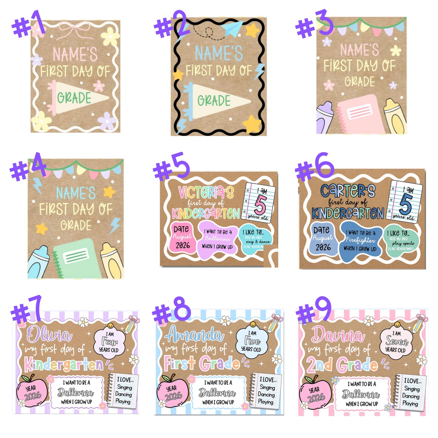 Personalized First Day of School Sign