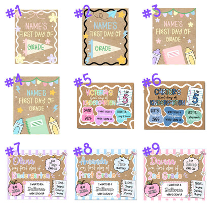 Personalized First Day of School Sign