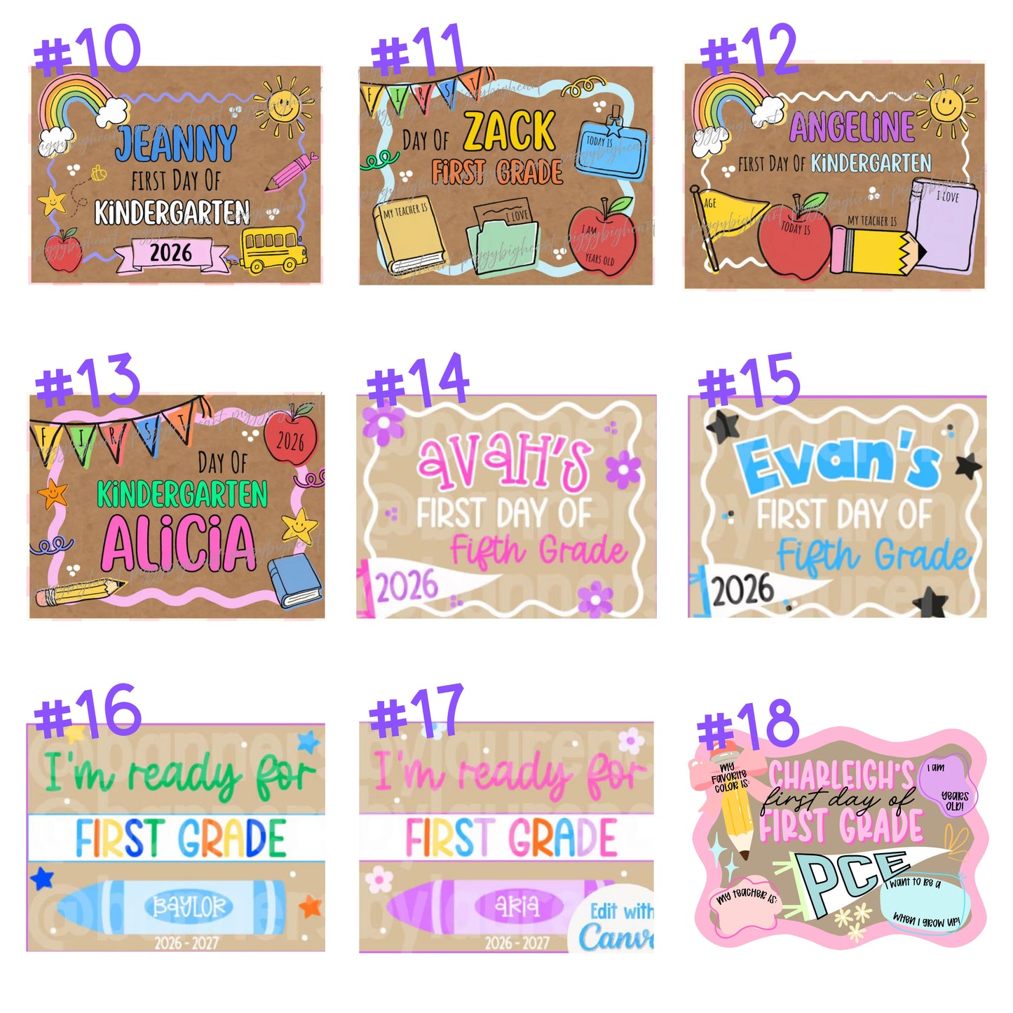 Personalized First Day of School Sign