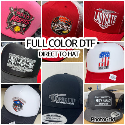 Custom Hats | Full Color DTF & Laser Engraved Leatherette Patches