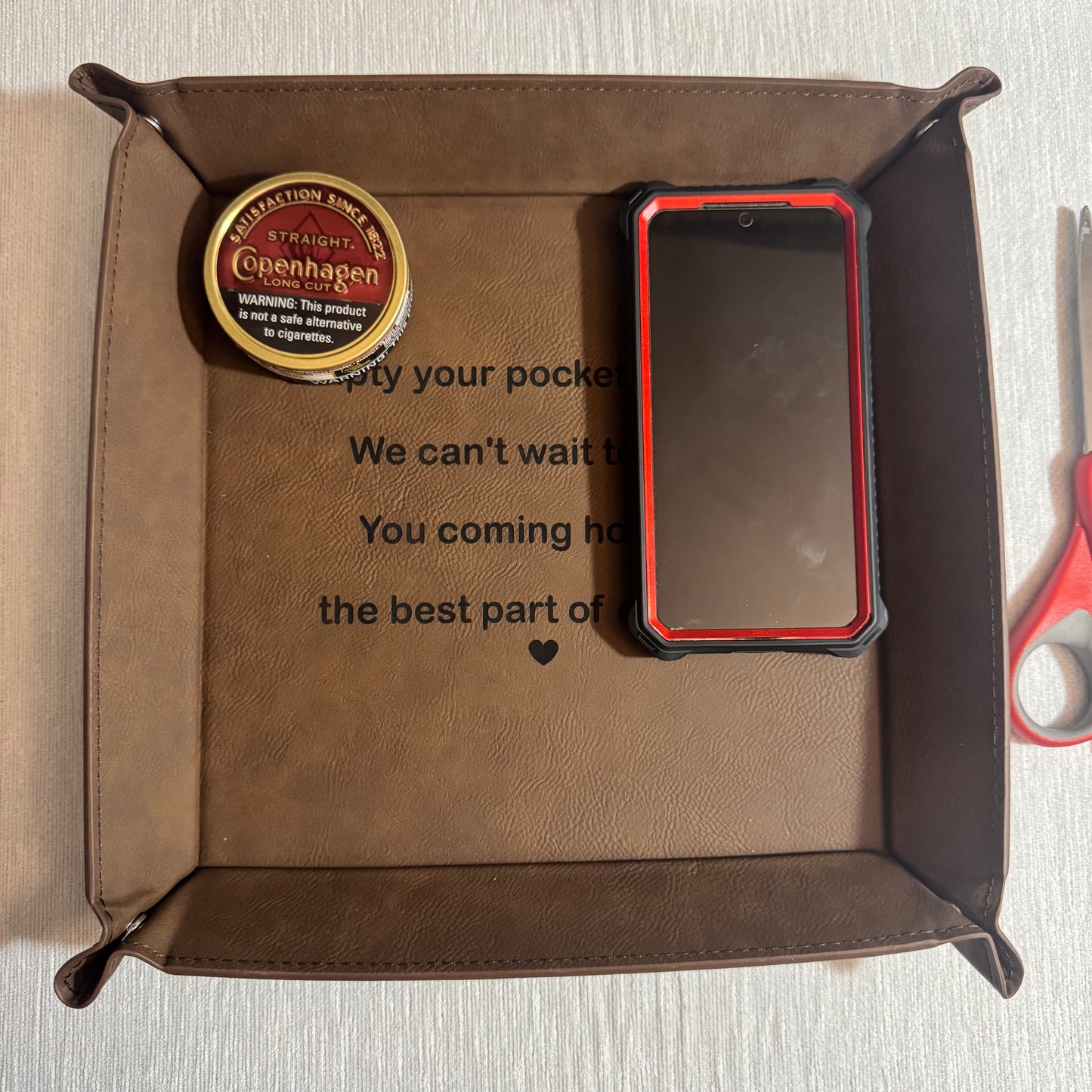 Leatherette Snap Up Tray - Empty Your Pockets Daddy