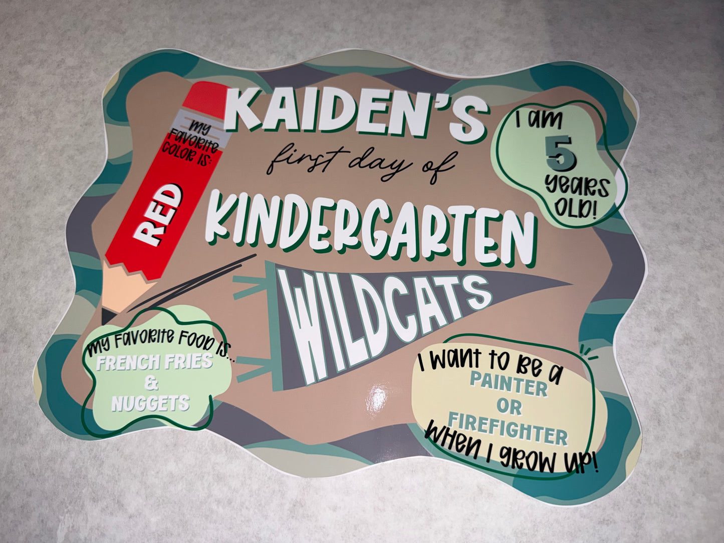 Personalized First Day of School Sign