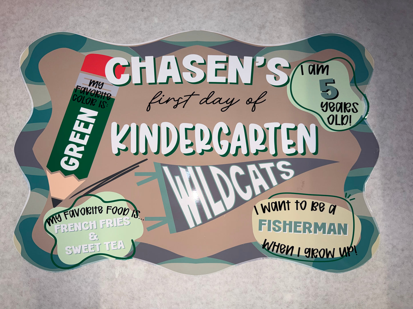 Personalized First Day of School Sign