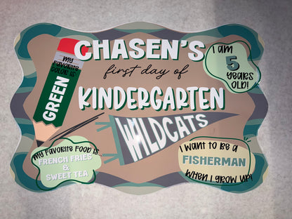 Personalized First Day of School Sign